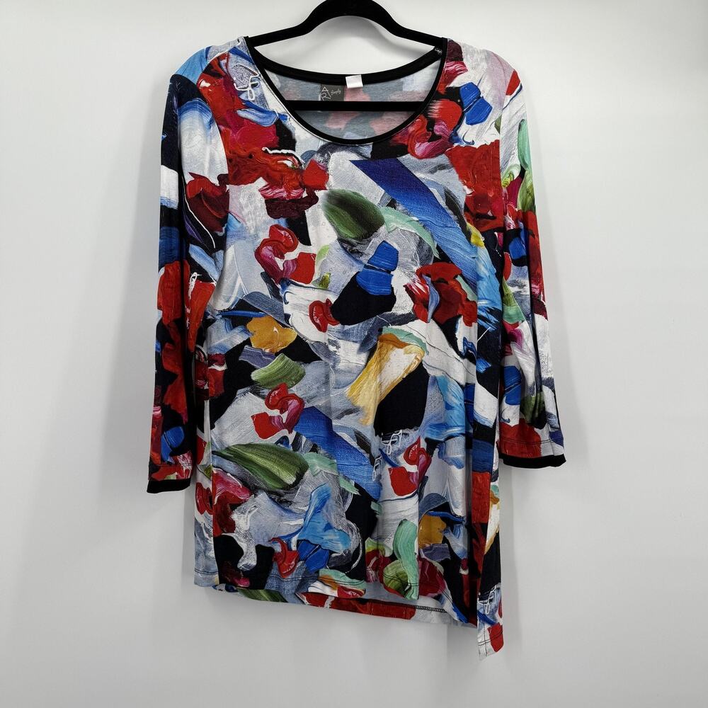 Dolcezza Simply Art Shirt Womens‎ Medium Multicolor Abstract Tunic Top Print
